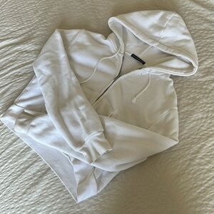 Brandy Melville crop white christy hoodie zip up